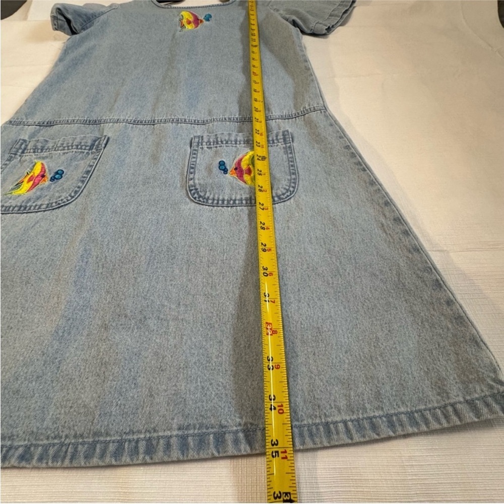 Vintage x Blue J Blue and Yellow Mini Dress Casual Crew Neck Short Sleeve, Small - Picture 8 of 8